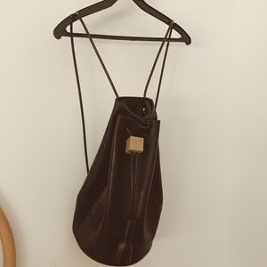 Building block leather backpack